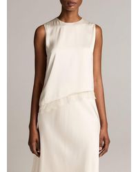 Vince - Lace-Trim Satin Asymmetric Shell - Lyst
