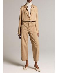 Vince - Washed Cotton Twill Mid-Rise Utility Pant - Lyst