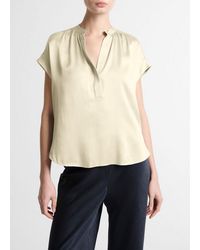 Vince - Silk Gathered Cap-Sleeve Blouse - Lyst