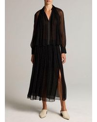 Vince - Heat-Set Dot Chiffon Gathered Skirt - Lyst