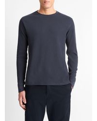 Vince - Thermal Long Sleeve Crew Neck Pullover, Blue, Size L - Lyst