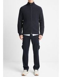 Vince - Shaker-stitch Wool-cashmere Full-zip Sweater, Blue, Size L - Lyst