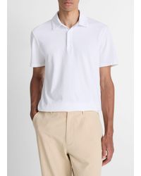 Vince - Garment Dye Short-sleeve Polo Shirt, Optic White, Size Xl - Lyst