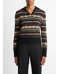Vince - Fair Isle Cashmere Polo Sweater - Lyst