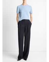 Vince - Italian Wool-Blend Pleated Wide-Leg Trouser - Lyst