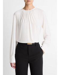 Vince - Matte Jersey Gathered Blouse - Lyst