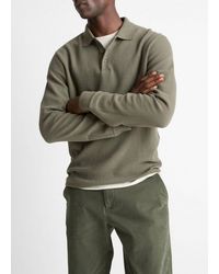 Vince - Basket-Weave Cotton Long-Sleeve Polo Shirt - Lyst