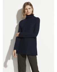 Vince Cashmere Side Slit Tunic - Blue
