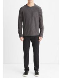 Vince - Cotton Long Sleeve Pocket Crew T-shirt, Grey, Size L - Lyst
