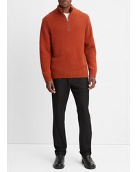 Vince - Wool-cashmere Relaxed Quarter-zip Sweater, Red, Size Xl - Lyst