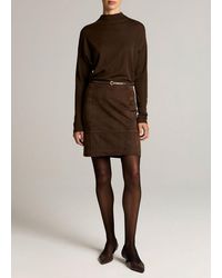 Vince - Suede High-Waist Knee Skirt - Lyst