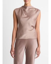 Vince - Satin Draped Cowl-Neck Top - Lyst