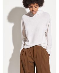 Vince Cashmere Overlap Hoodie - White