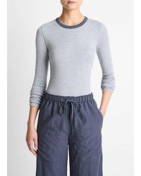 Vince - Tipped Heathered Pima Cotton-Blend Long-Sleeve T-Shirt - Lyst
