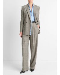 Vince - Plaid Italian Wool-Blend Double-Breasted Blazer, Heritage - Lyst