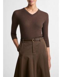 Vince - Cashmere-Silk High V-Neck Sweater - Lyst