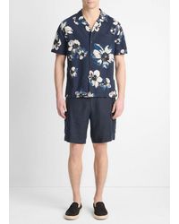 Vince - Blossoms Linen-Blend Button-Front Shirt, Coastal/Morning Haze - Lyst