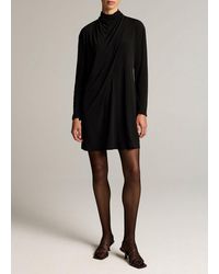 Vince - Draped-Neck Long-Sleeve Mini Dress - Lyst