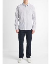 Vince - Basin Stripe Cotton-Blend Long-Sleeve Shirt, Optic/Venice - Lyst