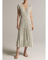 Vince - Citrine Bloom Pleated Satin Dress - Lyst