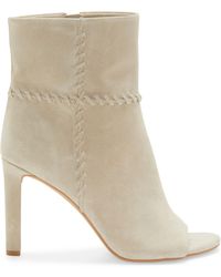 achika belted peep toe bootie vince camuto