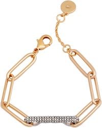 Vince Camuto - Tone Paperclip Link Chain Bracelet With Crystal Stone Pave Bar - Lyst