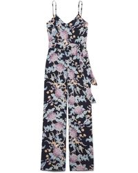 Vince Camuto Floral-print Belted Jumpsuit - Black