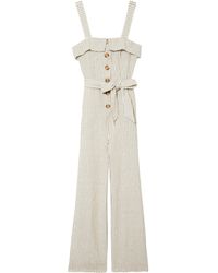 Vince Camuto Striped Button-front Jumpsuit - Natural
