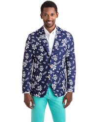 Vineyard Vines Men/'s Deep Bay Blue Floral Cotton//Linen Sport Coat
