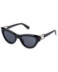 Furla - Sfu982 0700 Sunglasses Acetate Smoke Cat Eye Normal - Lyst