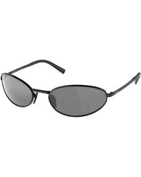 Prada - Pr A59S 1Ab60G Sunglasses Steel Round Mirrored Mirror - Lyst