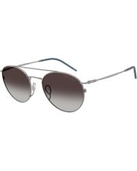 Giorgio Armani - Ar6183 30038G Sunglasses Metal Round Normal Nuanced - Lyst