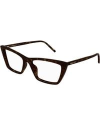 Saint Laurent - Sl 737 Mica Thin Opt 002 Optical Frames Acetate Transparent Squared - Lyst