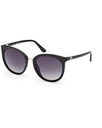 Guess - Gu00282 01B Sunglasses Injected Smoke Round Normal - Lyst
