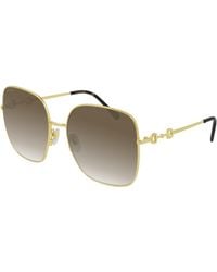 Gucci - Gg0879S 002 Sunglasses Metal Squared Normal Shaded - Lyst