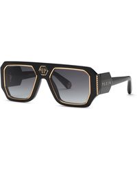 Philipp Plein - Spp188 Plein Contemporary 700 Sunglasses Acetate Smoke Geometric Normal Nuanced - Lyst