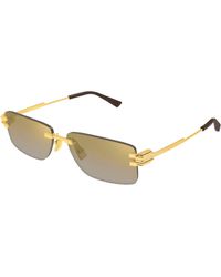 Bottega Veneta - Bv1511S 002 Sunglasses Metal Squared Mirrored - Lyst