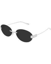 Balenciaga - Bb0541Sa 001 Occhiali Da Sole Metallo Grigio Rotonda - Lyst