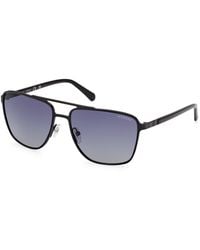 Guess - Gu00210 02D Sunglasses Metal Smoke Squared Polarized - Lyst