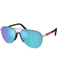 Prada Linea Rossa - Ps 53Zs 1Bc08R Sunglasses Metal Pilot Mirror - Lyst