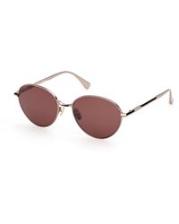 Max Mara - Mm0200 36S Sunglasses Metal Bordeaux Round Normal - Lyst