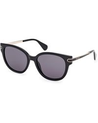 MAX&Co. - Mo0121 01A Sunglasses Injected Smoke Round Normal - Lyst