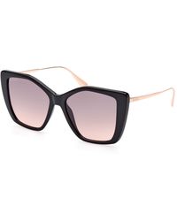 MAX&Co. - Mo0065 01B Sunglasses Injected Smoke Geometric Normal - Lyst