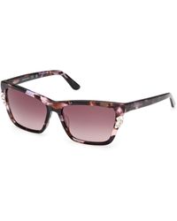 Guess - Gm00030 83T Sunglasses Acetate Bordeaux Squared Normal - Lyst