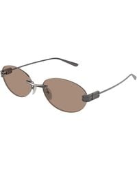 Balenciaga - Bb0541Sa 004 Occhiali Da Sole Metallo Marrone Rotonda - Lyst