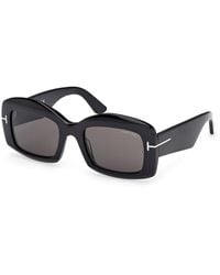 Tom Ford - Ft1218 Venetia 01A Sunglasses Acetate Smoke Squared Normal - Lyst