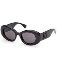 Max Mara - Mm0208 01A Sunglasses Injected Smoke Round Normal - Lyst