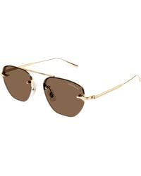 Montblanc - Mb0404S 002 Sunglasses Metal Round - Lyst