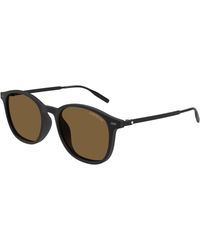 Montblanc - Mb0454Sa 002 Sunglasses Injected Round - Lyst