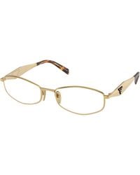 Prada - Pr D58V 5Ak1O1 Optical Frames Metal Transparent Round Normal - Lyst